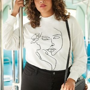 Embroidered Mock Neck Sweater